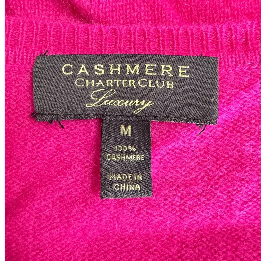 Charter Club Luxury 100% Cashmere Crewneck Sweater Magenta Pink Womens Medium